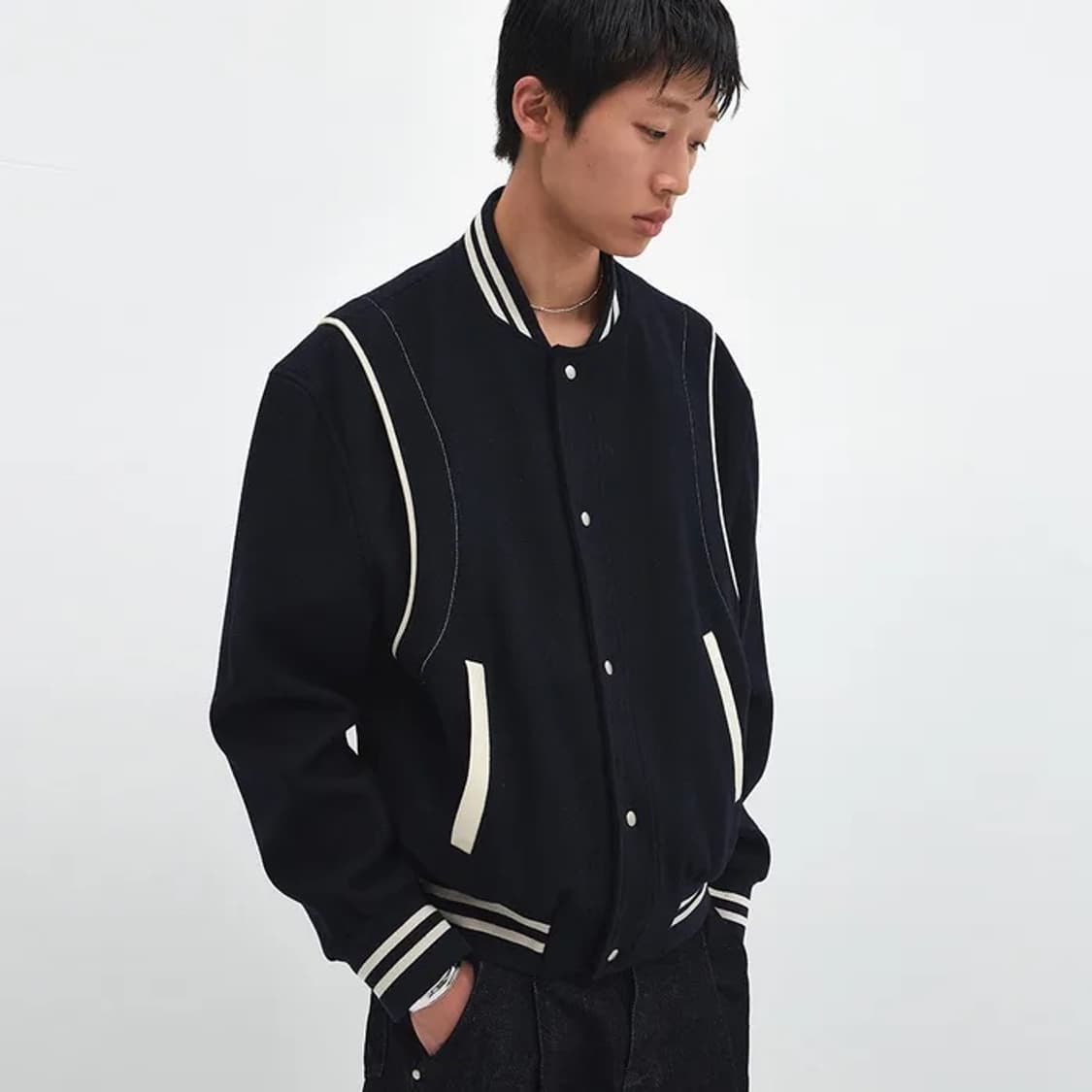 라벨 아카이브 바시티 자켓 Layered baseball jumper 상품이미지1