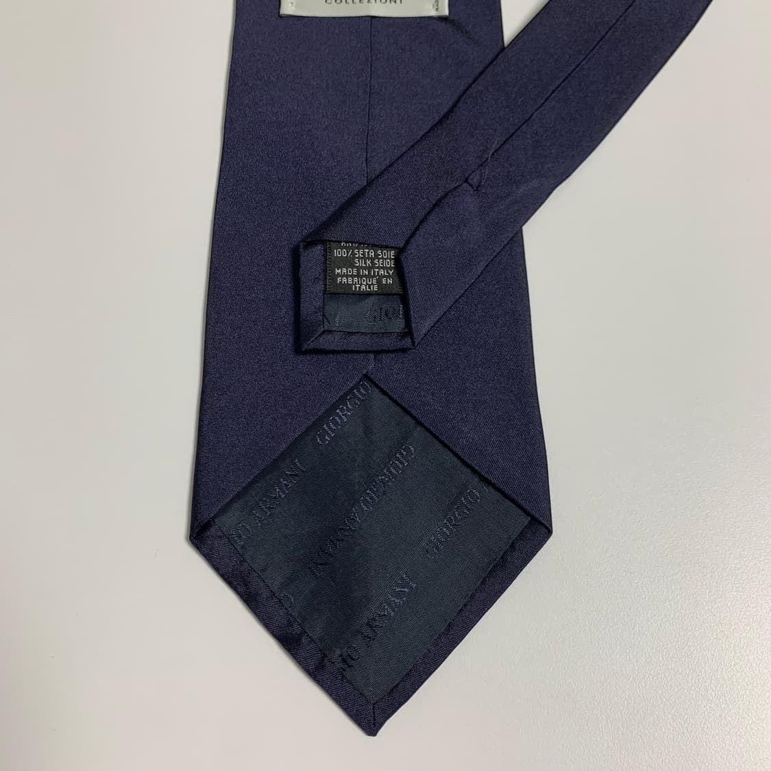 알마니(ARMANI) 네이비 단색 명품넥타이 100실크 클래식 결혼식룩 상품이미지6