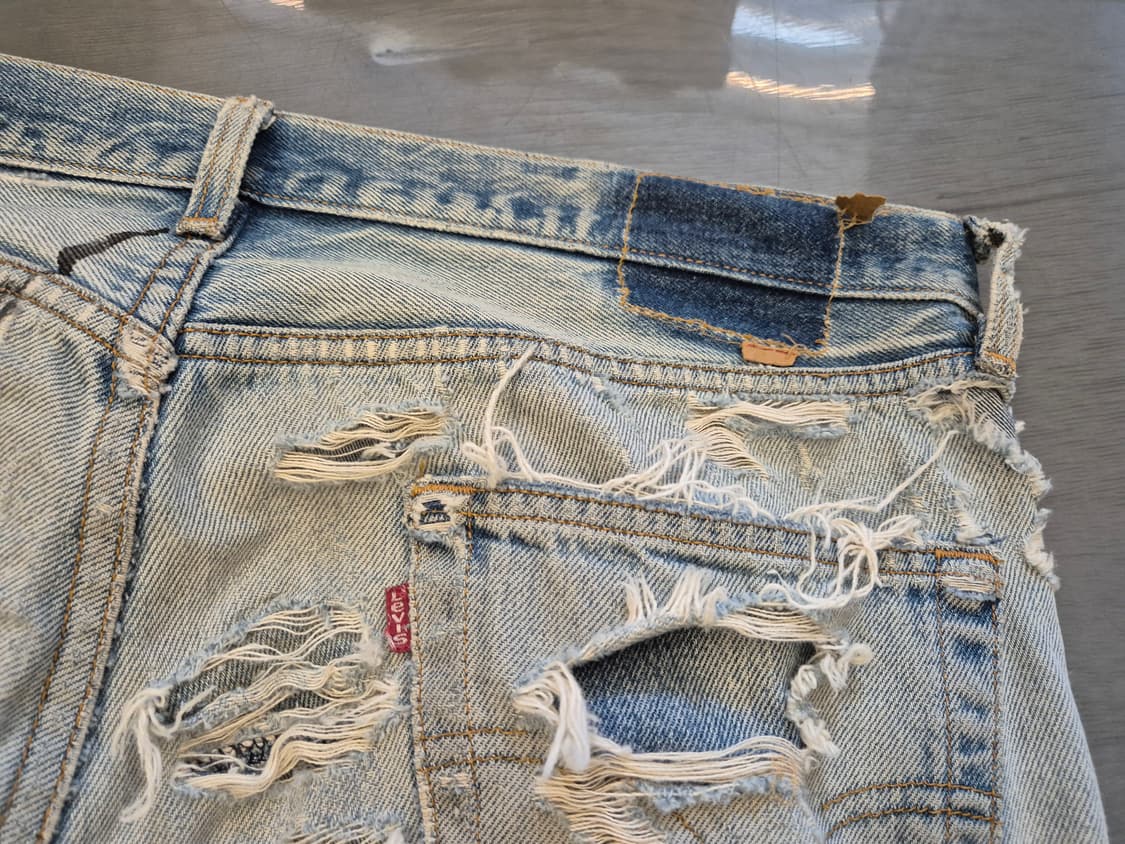 90s 리바이스501 하드 디스트레스드 데님 팬츠 상품이미지6
