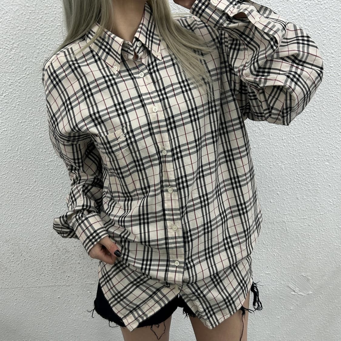 버버리 노바체크 연베이지 셔츠 XL 상품이미지1