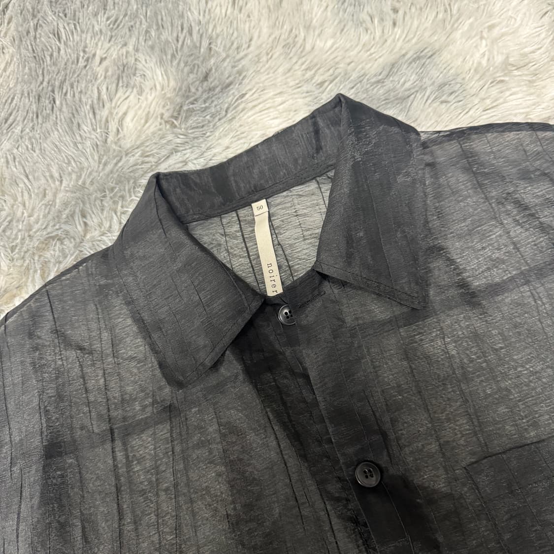 노이어 시스루 크링클 오간자 셔츠 50사이즈  상품이미지6