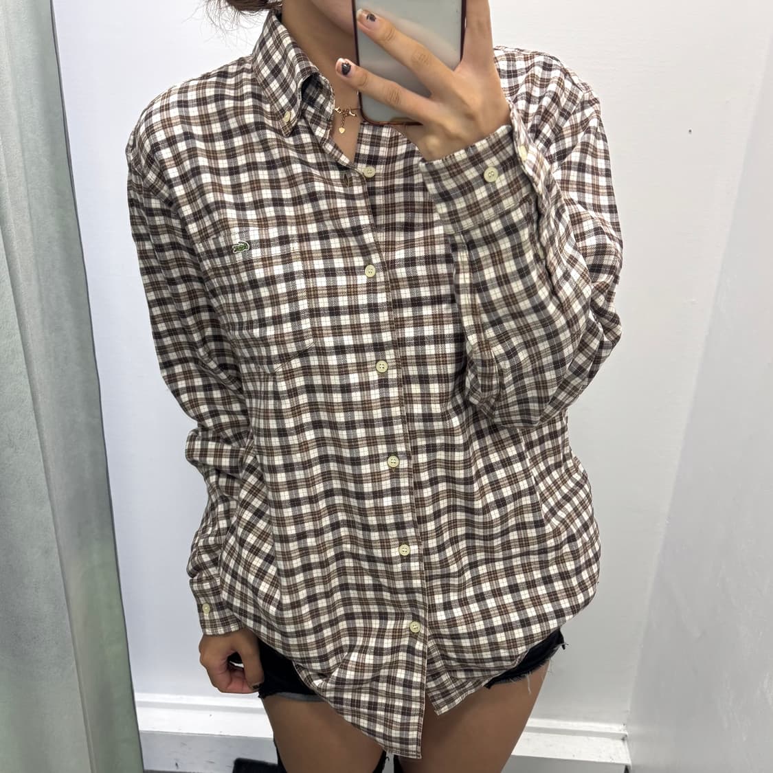 라코스테 브라운 체크 셔츠 상품이미지2
