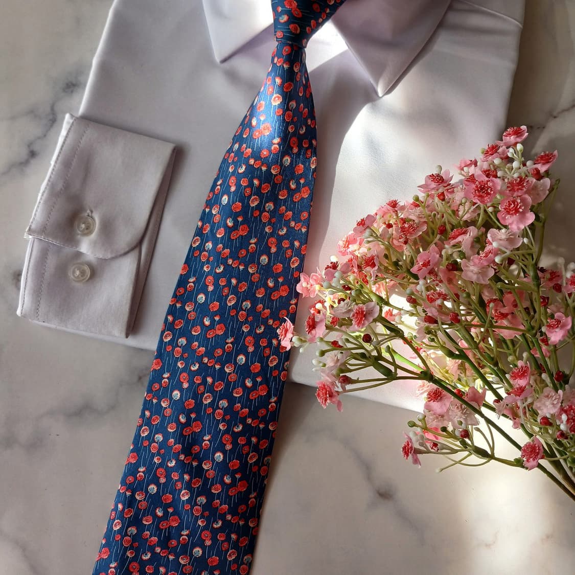 페라가모 실크 블루 플라워 넥타이 9.7cm A등급 A19334
 상품이미지6