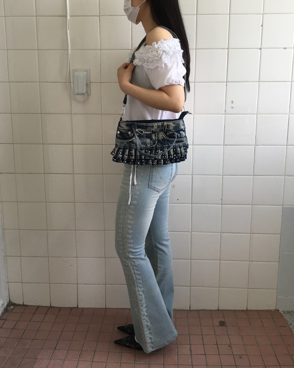  denim pleats skirt cross bag 상품이미지6