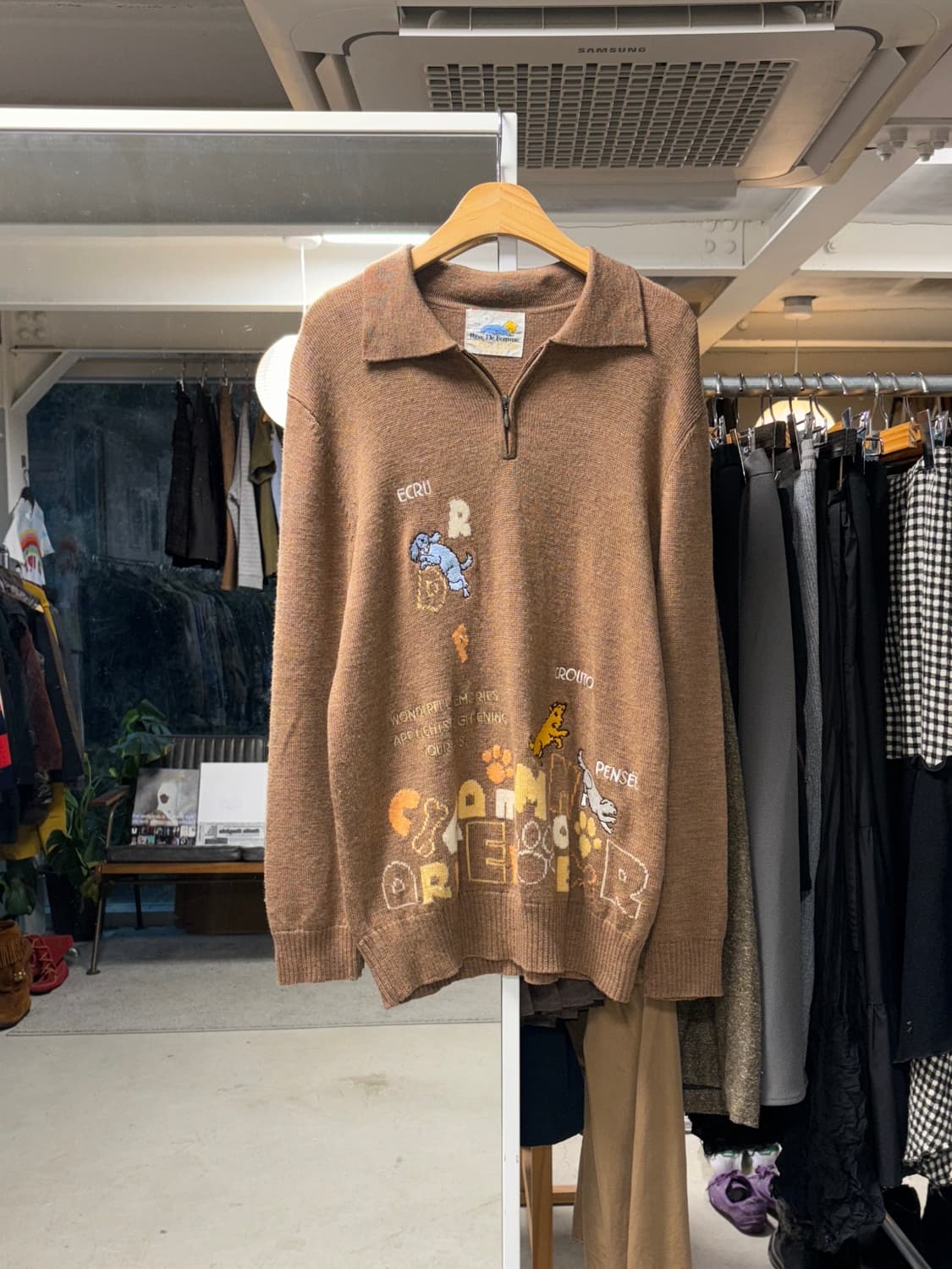 Reve de femme 강아지 자수 하프집업 니트 상품이미지1