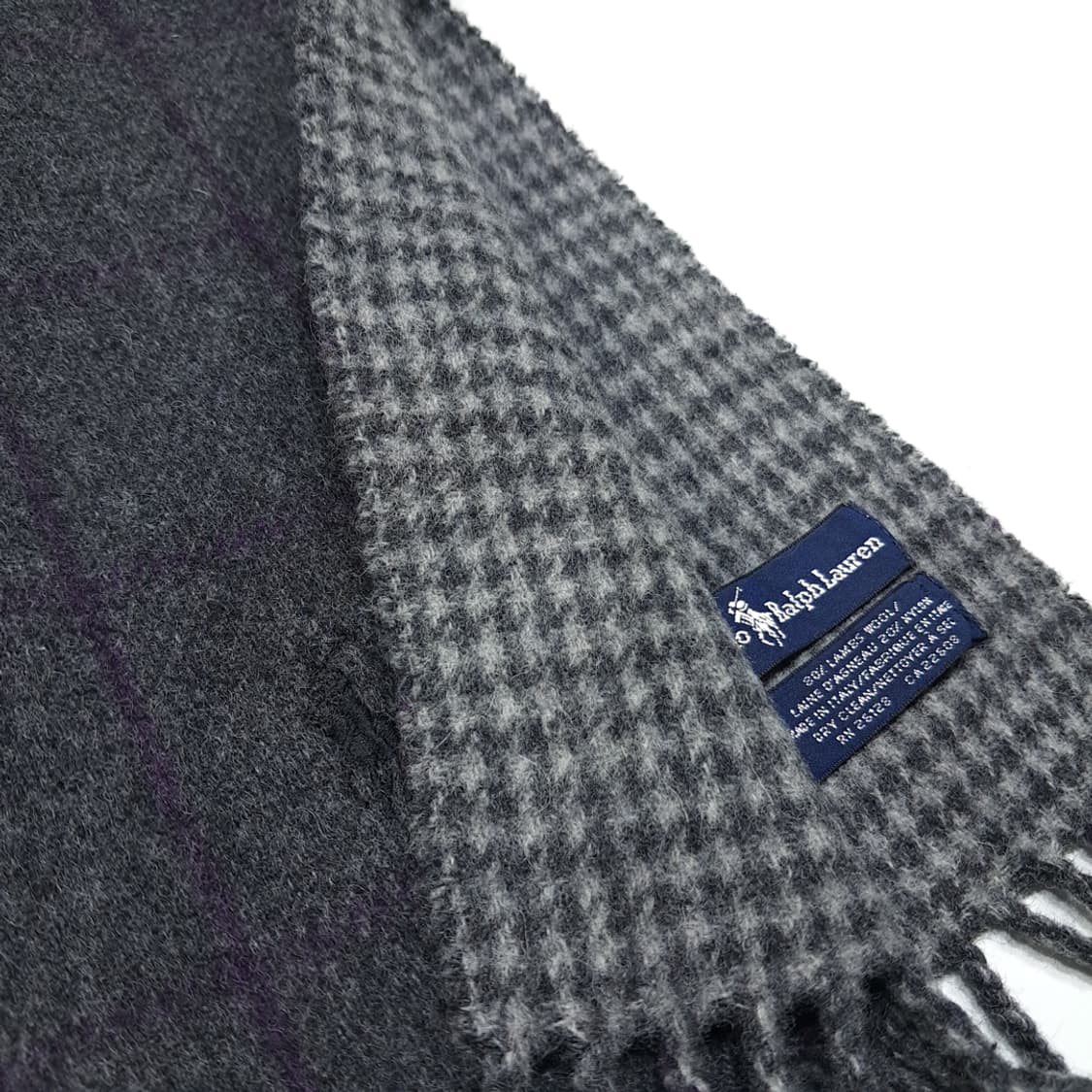 MX425 폴로 이태리판 램스울 양면 하운드투스 차콜 머플러 목도리 상품이미지6