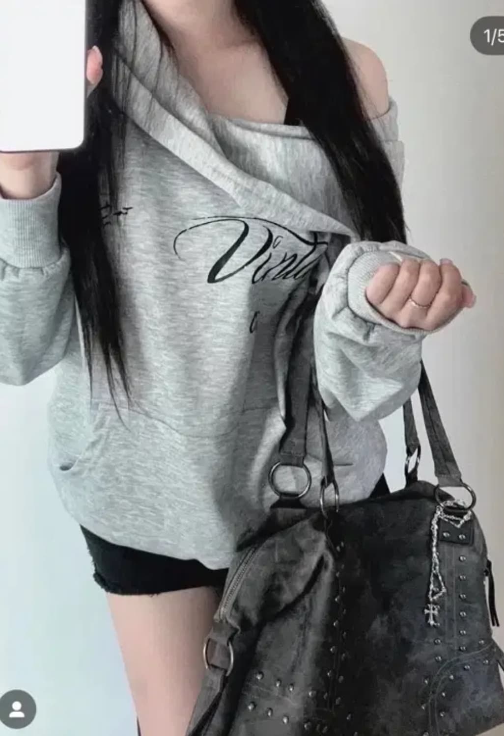 빈티지원숄더 후드티 + 가방  상품이미지1