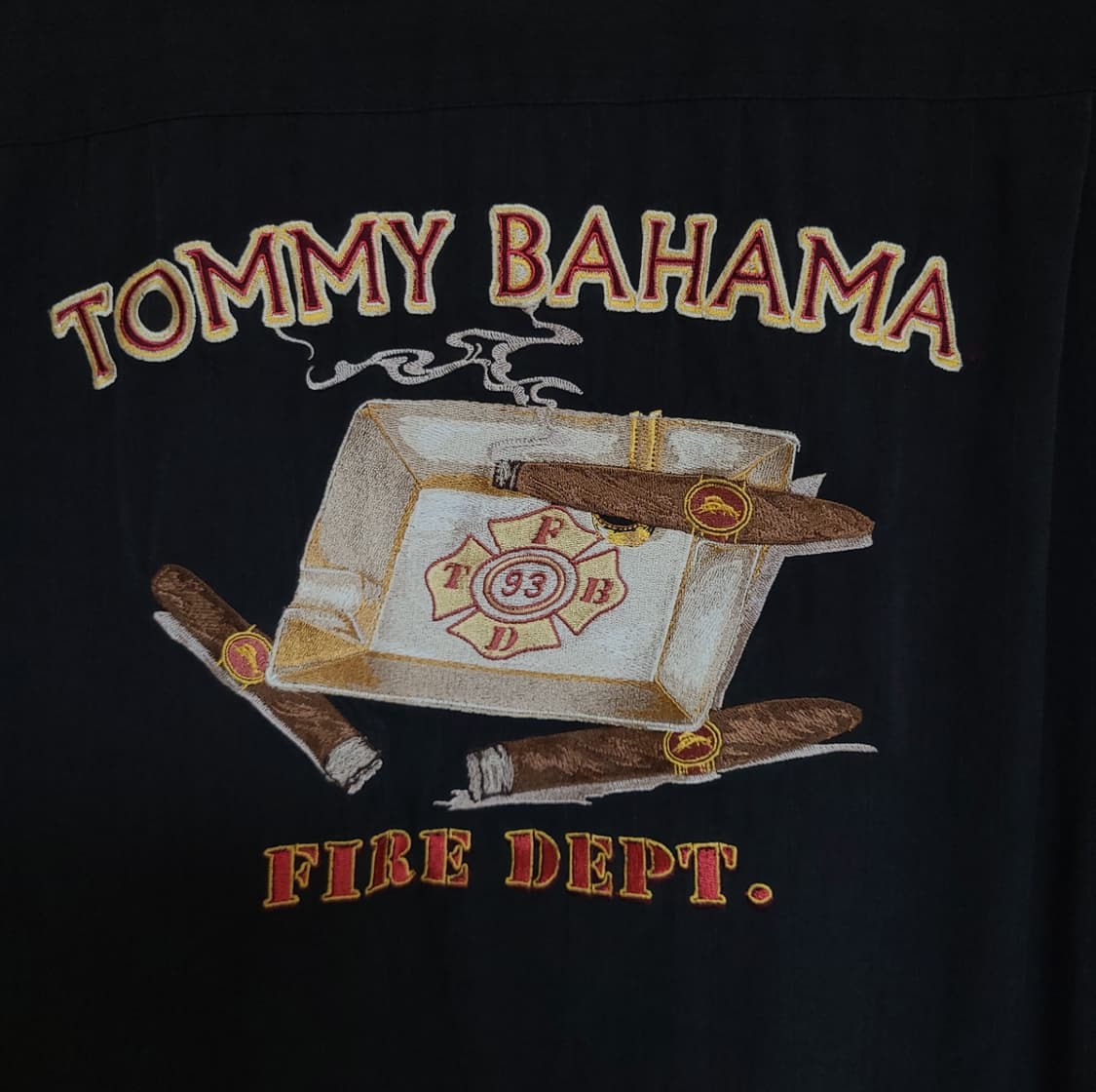 90s 93년 토미 바하마 빈티지 실크 오버핏 블랙 반팔 셔츠 상품이미지2