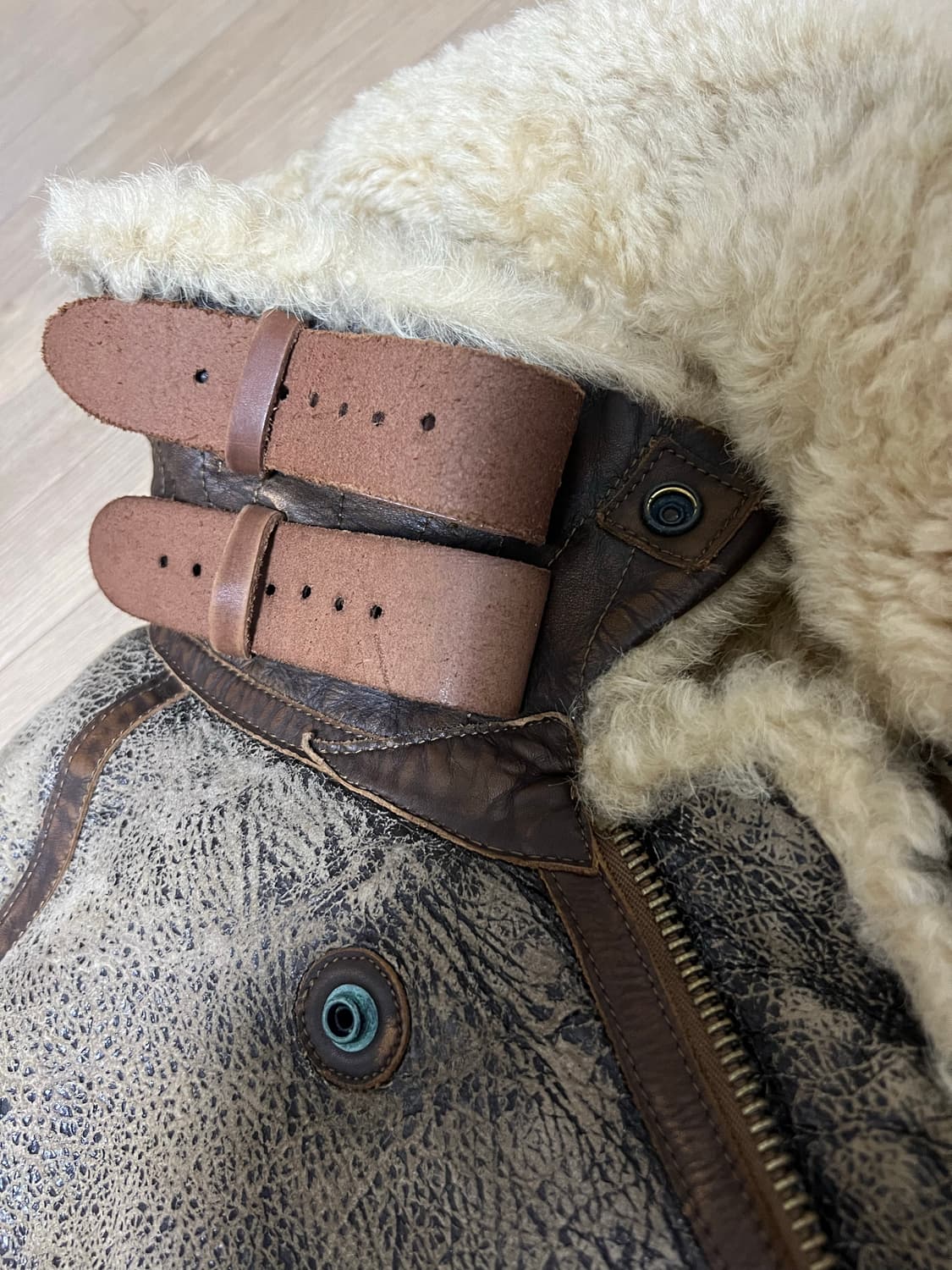 폴로 레더 트림 시어링 자켓(무스탕) 상품이미지8