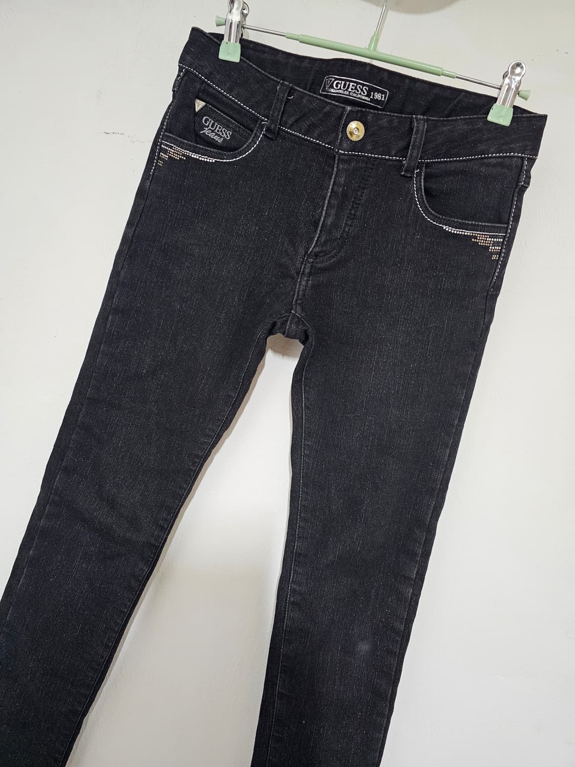 게스 블랙펄 스와르브스키 스판 기모 스키니 68-165  27인치 상품이미지2