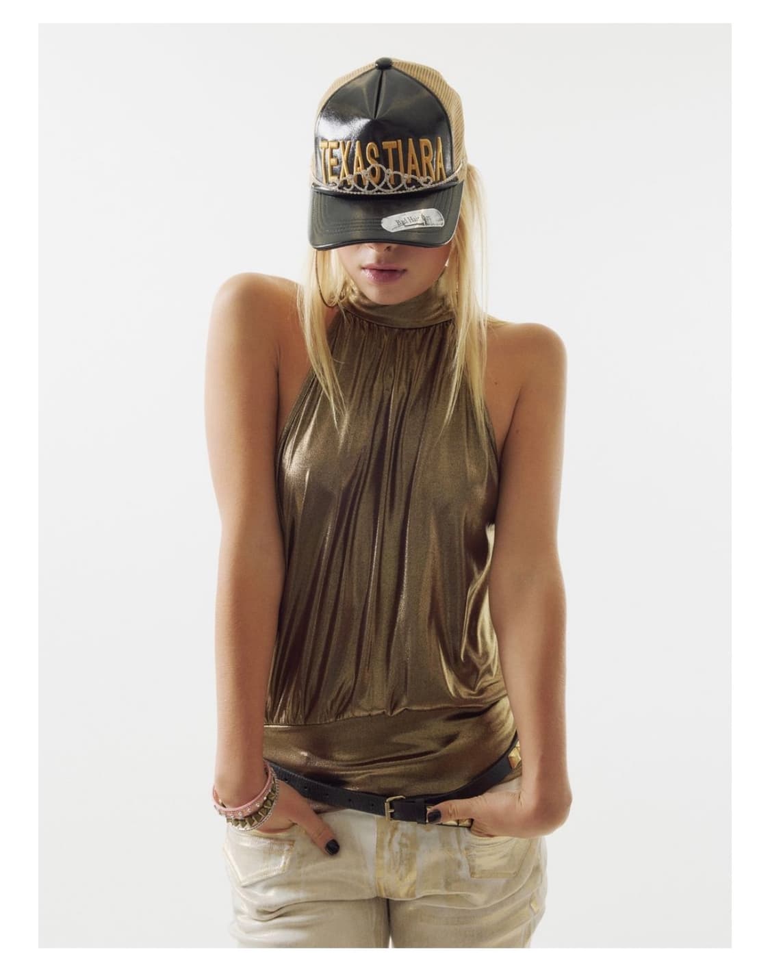 택o 스컬프터 Metallic High-Neck Halter top 상품이미지1