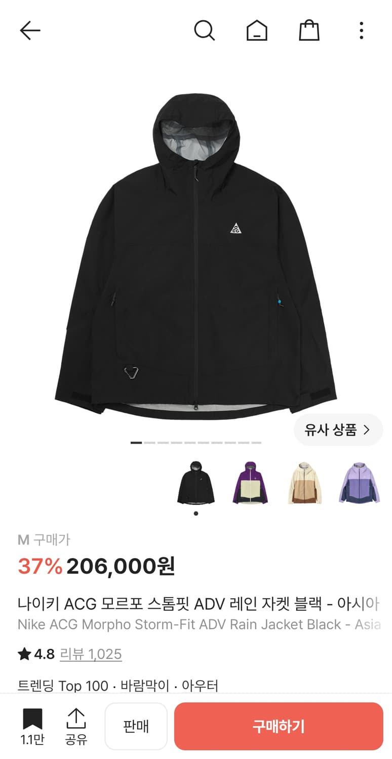 (새상품)나이키 acg 모르포 바람막이 팝니다 상품이미지1