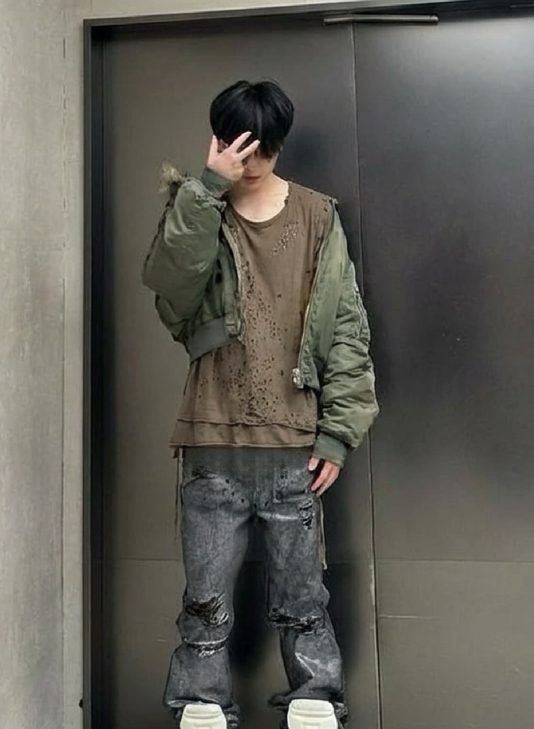 미하라야스히로  홀 데미지 이중레이어드 반팔 상품이미지2