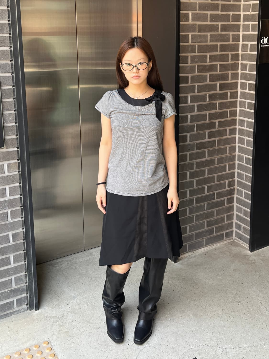 Hushush 넥 리본 티셔츠  상품이미지6