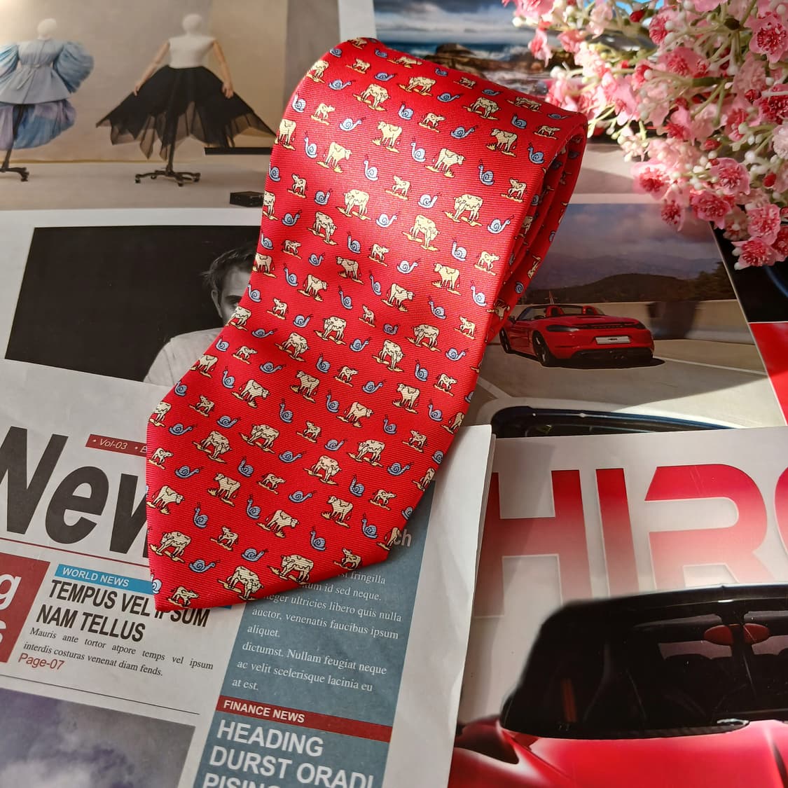 앤드류스타이 소 & 달팽이 모티브 넥타이 8.6cm A+등급 A19767 상품이미지4