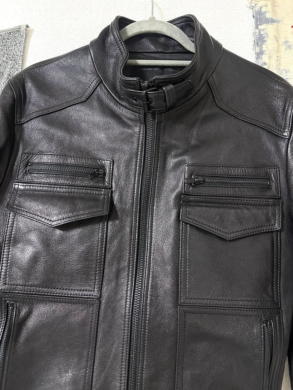 206 HOMME 고트스킨 레더 하이넥 자켓 50 size (신품급) 상품이미지3