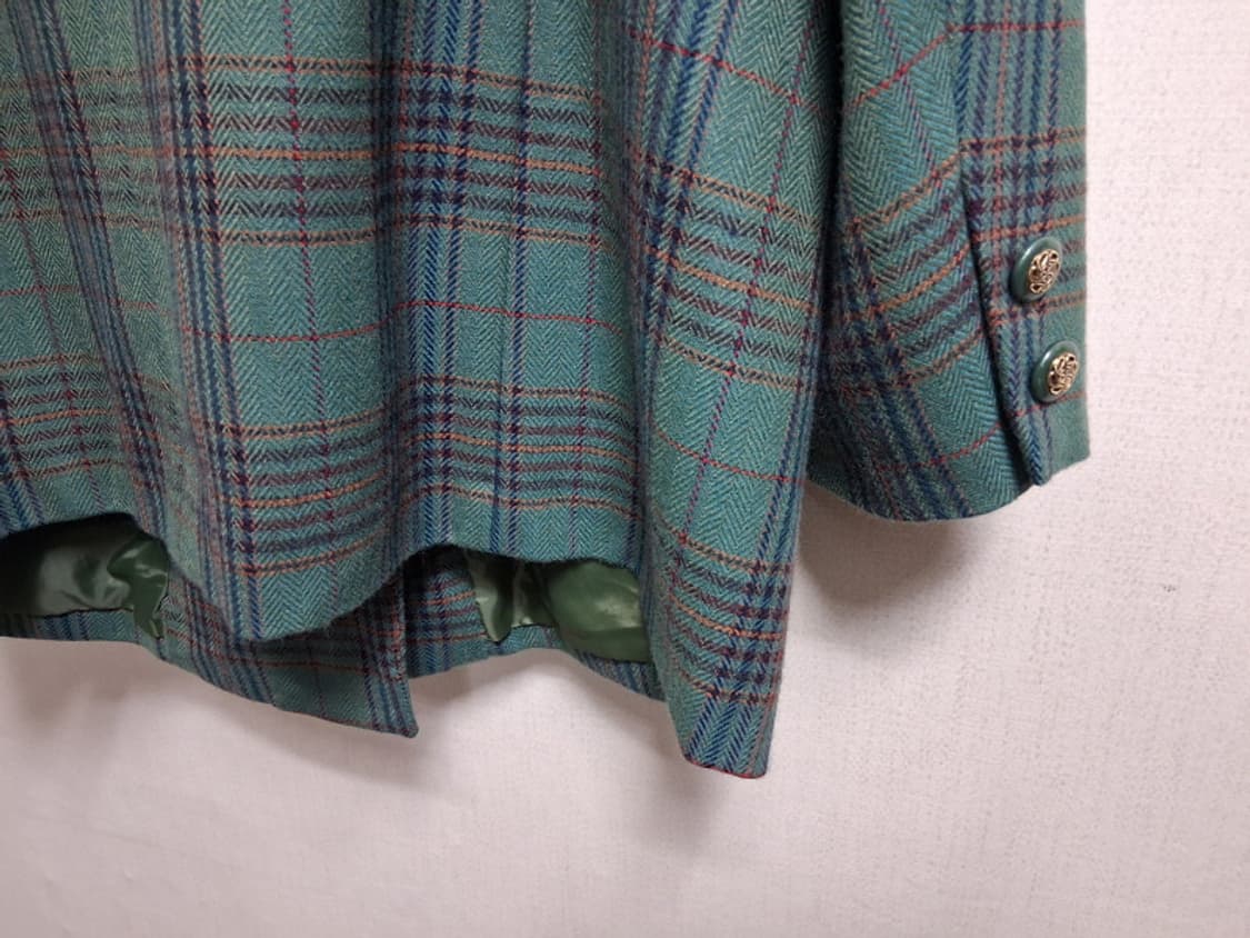 Madam Chic 일본구제 100%순모 그린체크 레트로체크 순모울쟈켓  상품이미지8