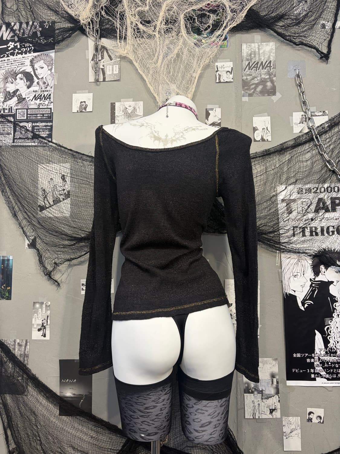 PUNK Glitter skull Stripe off-shoulder  상품이미지9
