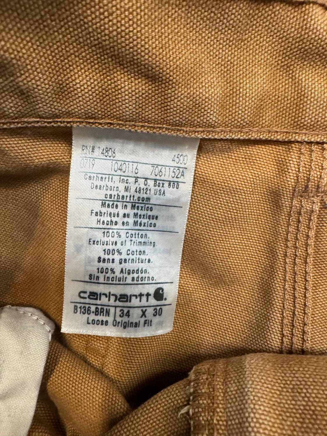 칼하트 B136 BRN 더블니 워크팬츠 상품이미지5