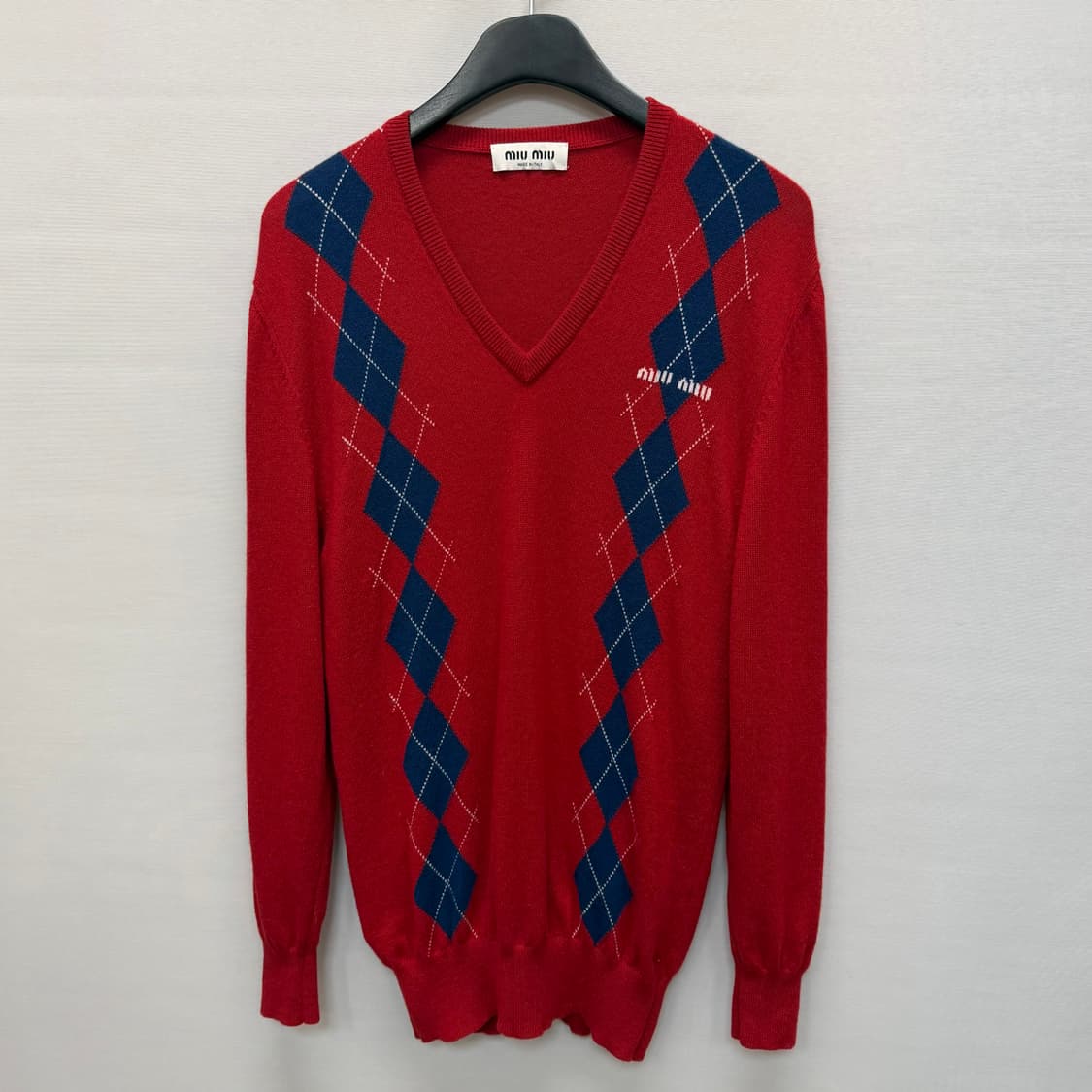 미우미우 로고 아가일 캐시미어 니트 (44 55 )  상품이미지3