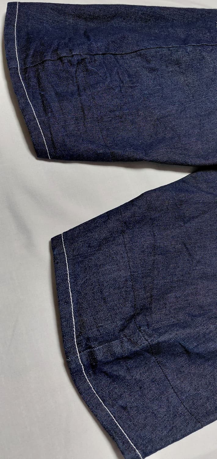 [L] UPSTART Removal 체크 배색 데님 크롭 팬츠 상품이미지5