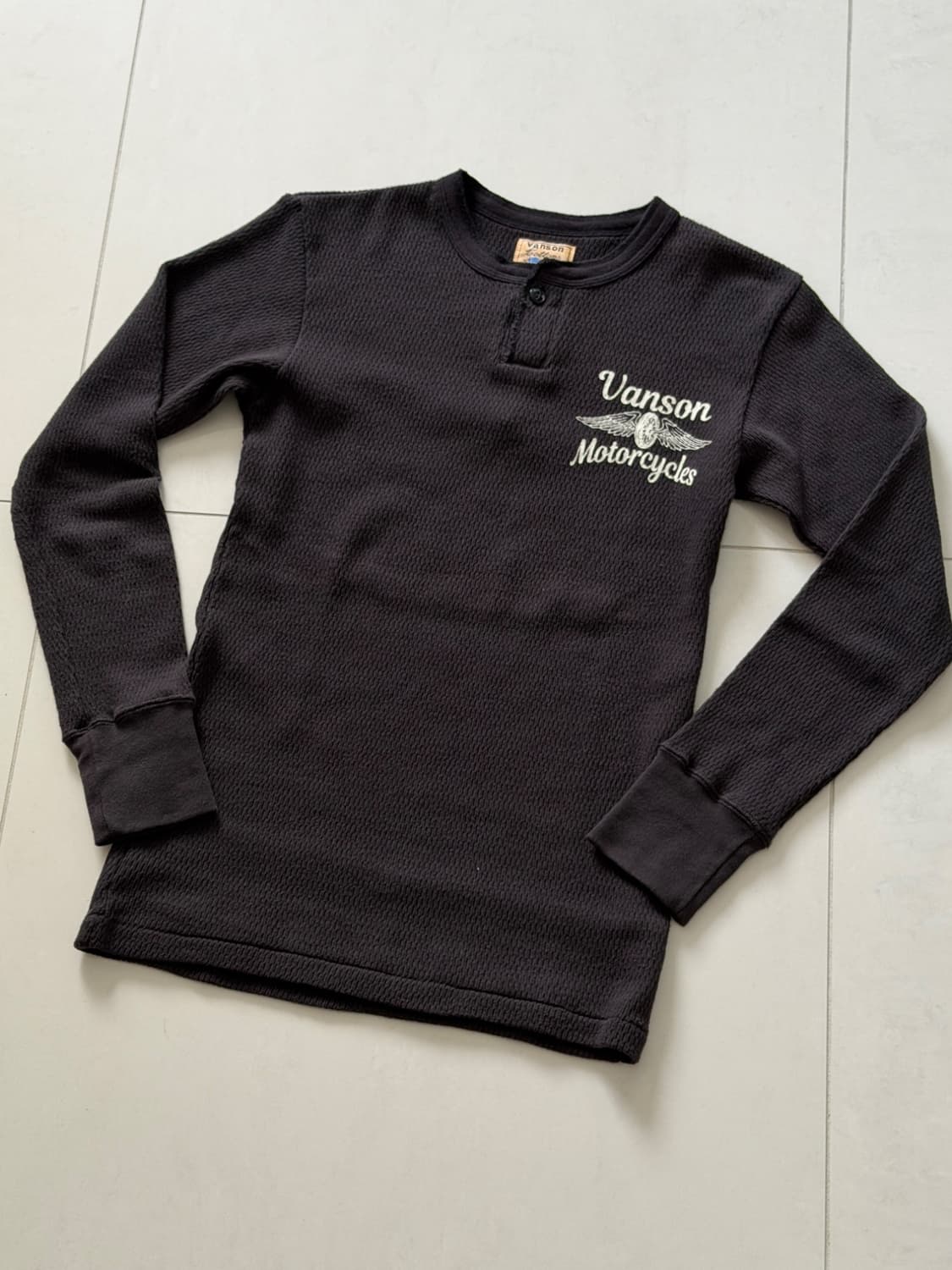 Henley neck thermal long T-shirt 상품이미지5