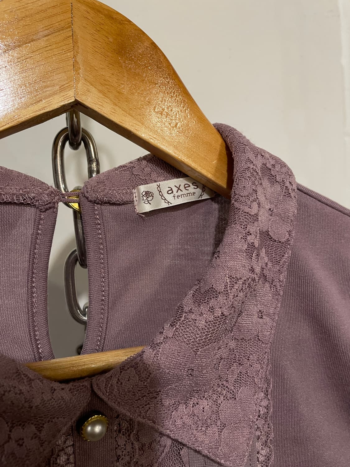 axes femme 엑시즈팜 레이스 카라 잿빛 핑크 롱슬리브 상품이미지7