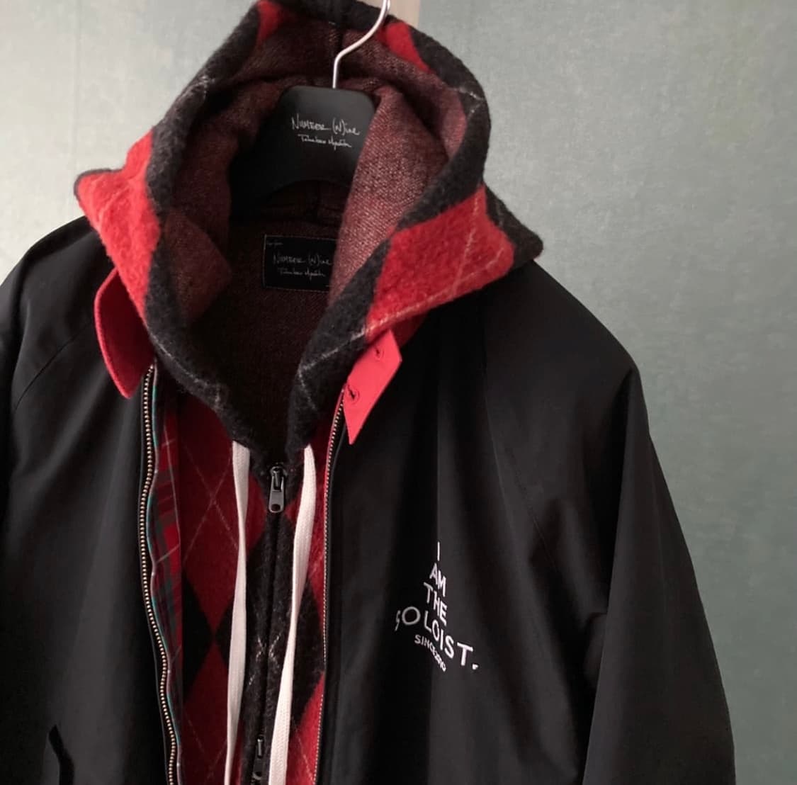 넘버나인 슬리브리스 아가일 롱 집업 상품이미지5