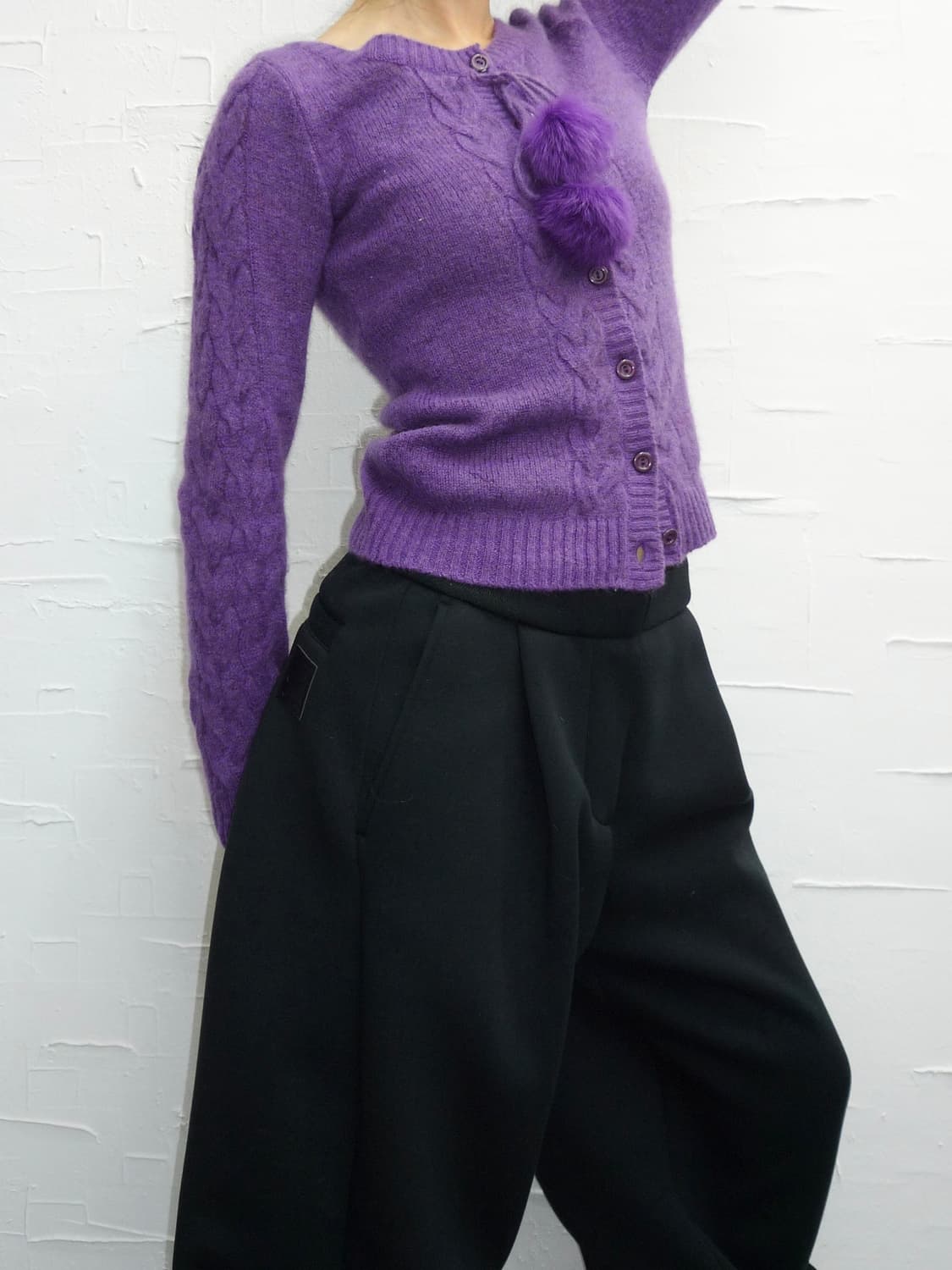violet fur pom cardigan 상품이미지2