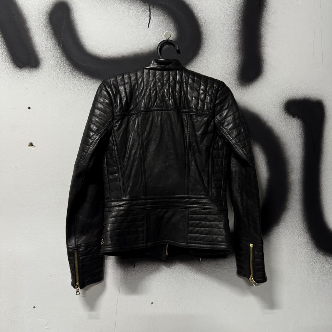 VTG 빈티지 100% 양가죽 더블 지퍼 크롭 바이커 레더 자켓 상품이미지2
