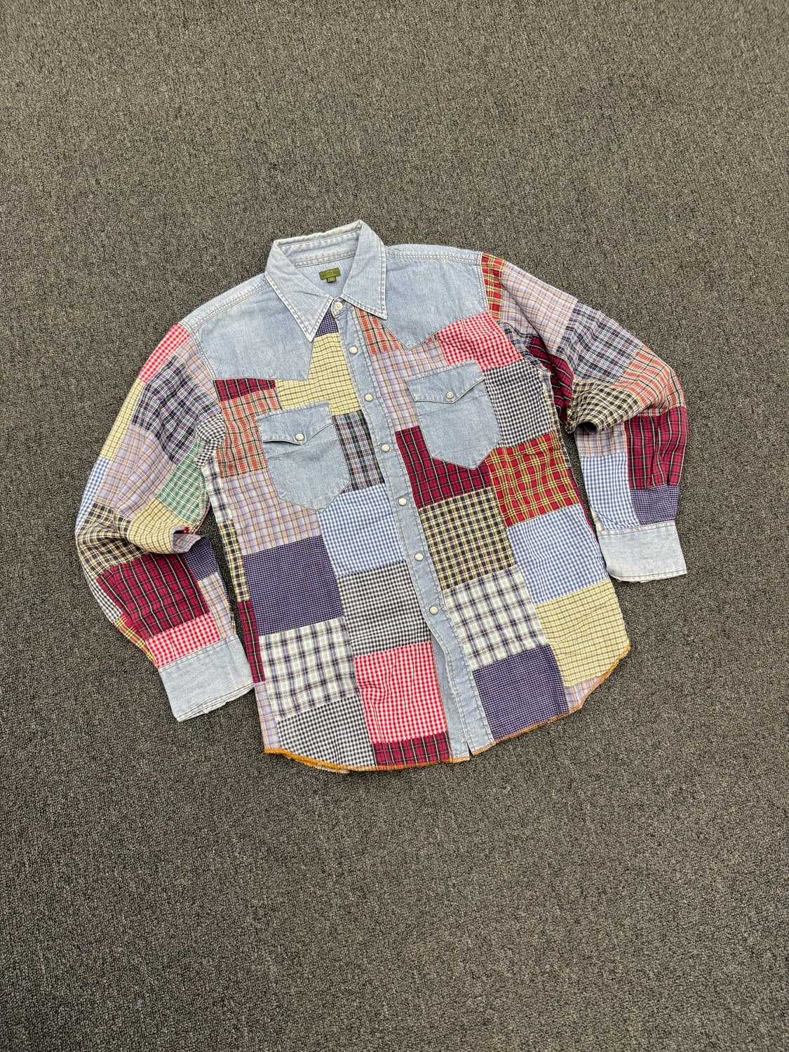 M)CORISCO 빈티지 패치워크 데님 셔츠 상품이미지1