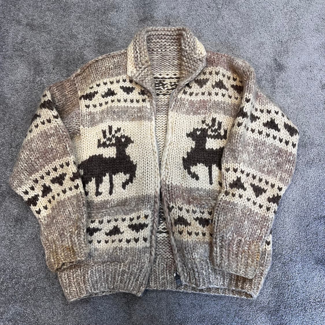 캐나다 베이지핑크 코위찬 헤비울 가디건L 상품이미지8