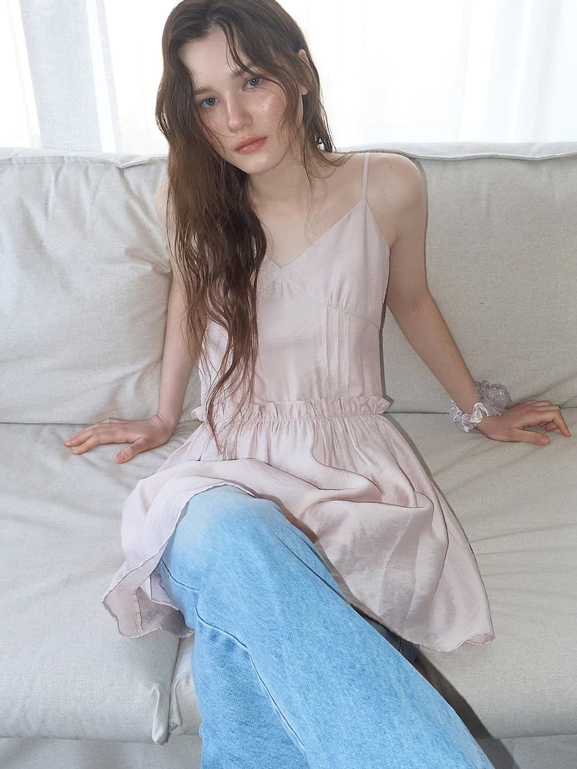 에트몽 슬립 크링클 프릴 미니드레스 상품이미지2