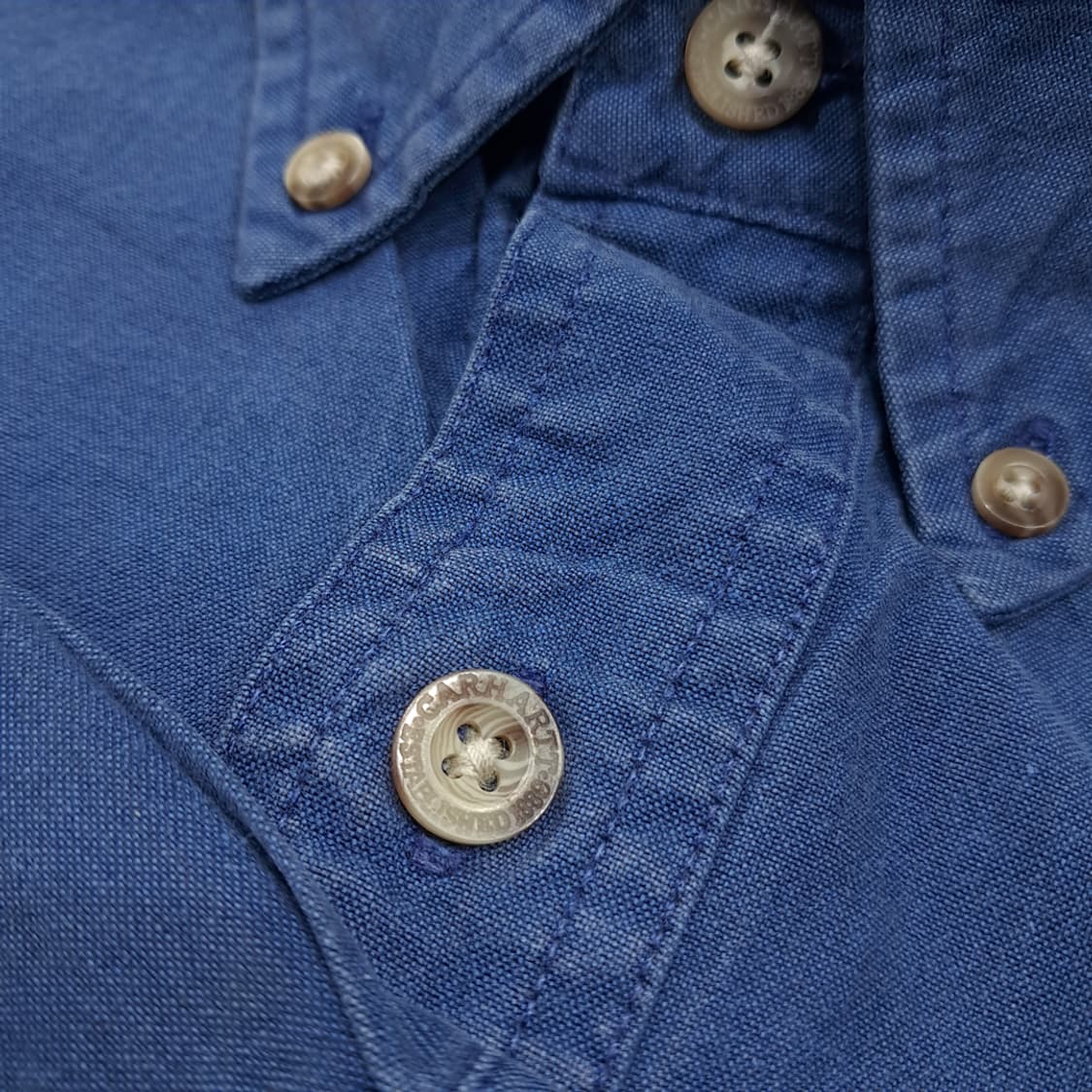 CL586 2XL 칼하트 00s 홍콩판 코튼 가죽패치 올드 네이비 셔츠 상품이미지5