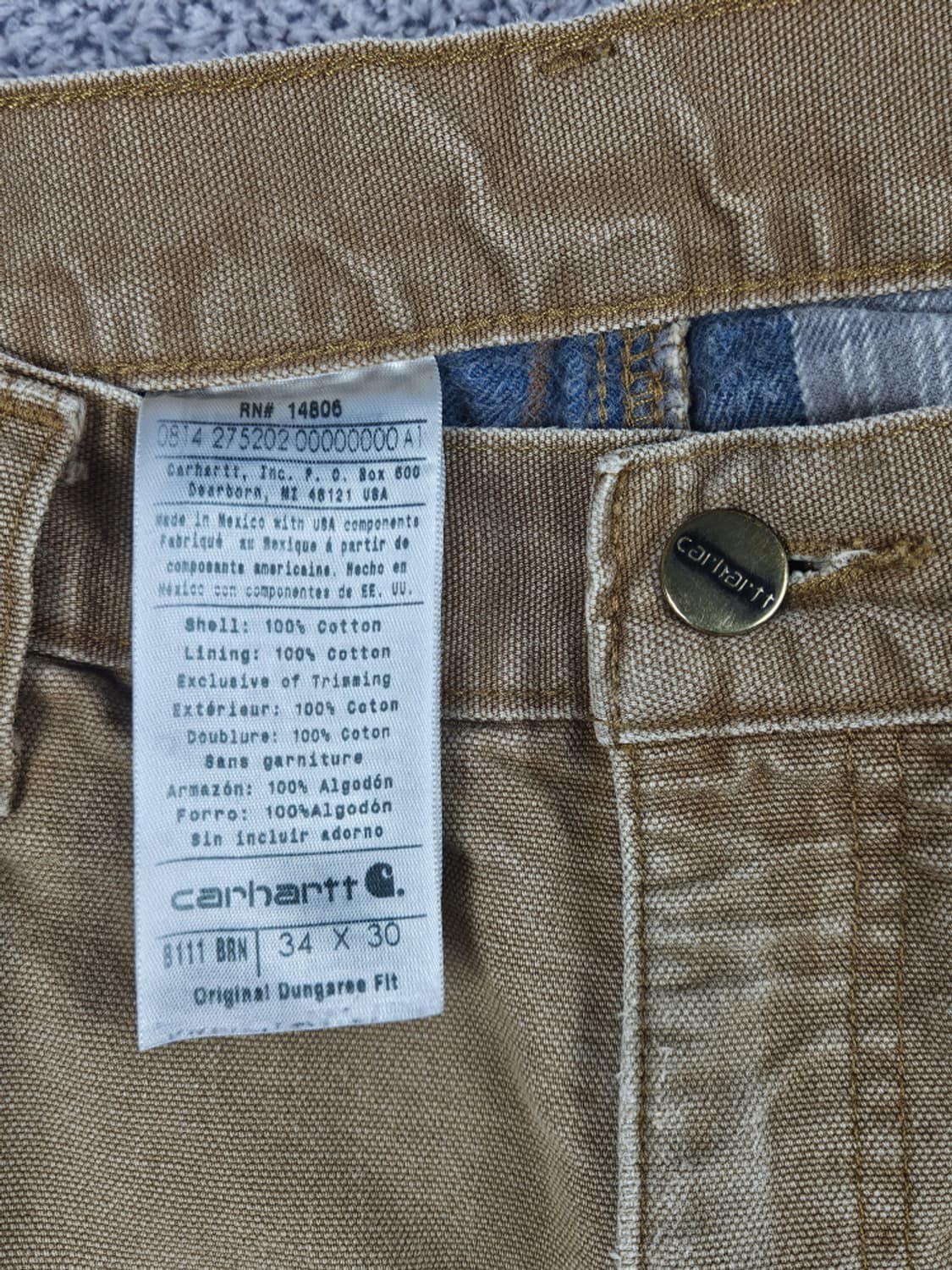 칼하트 헤비 플란넬 캔버스 카펜터 팬츠 ( 34 X 30 )/ 10050 상품이미지7