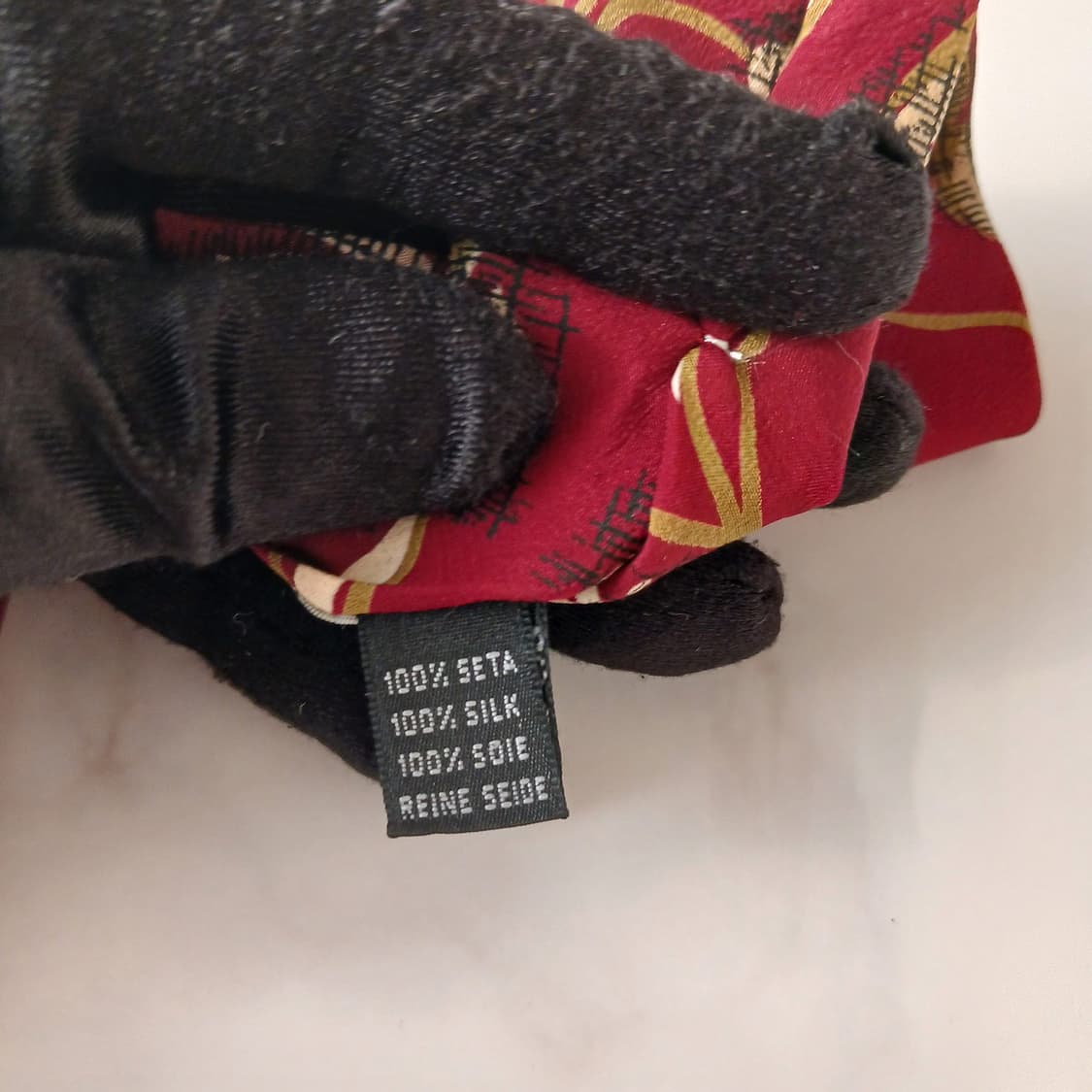 로메오 피티 실크 버건디 리프 패턴 넥타이 9.3cm A등급 A18936 상품이미지8