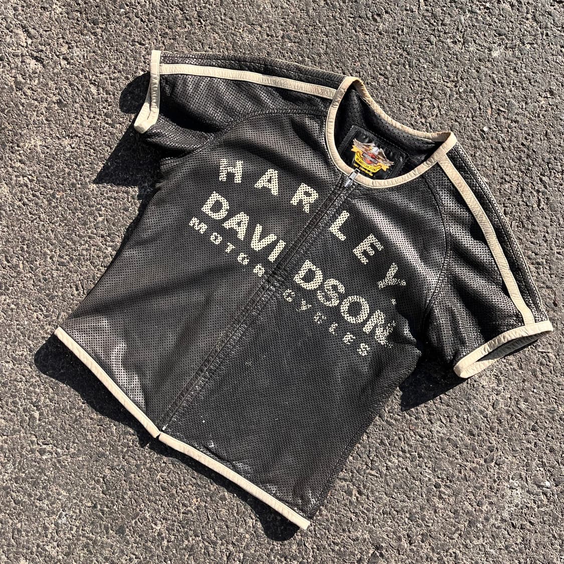 Harley Davidson 할리 데이비슨 메쉬 레더 티셔츠 상품이미지1