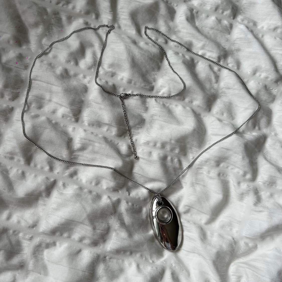 실버 오벌 롱 네크리스 💿 상품이미지3