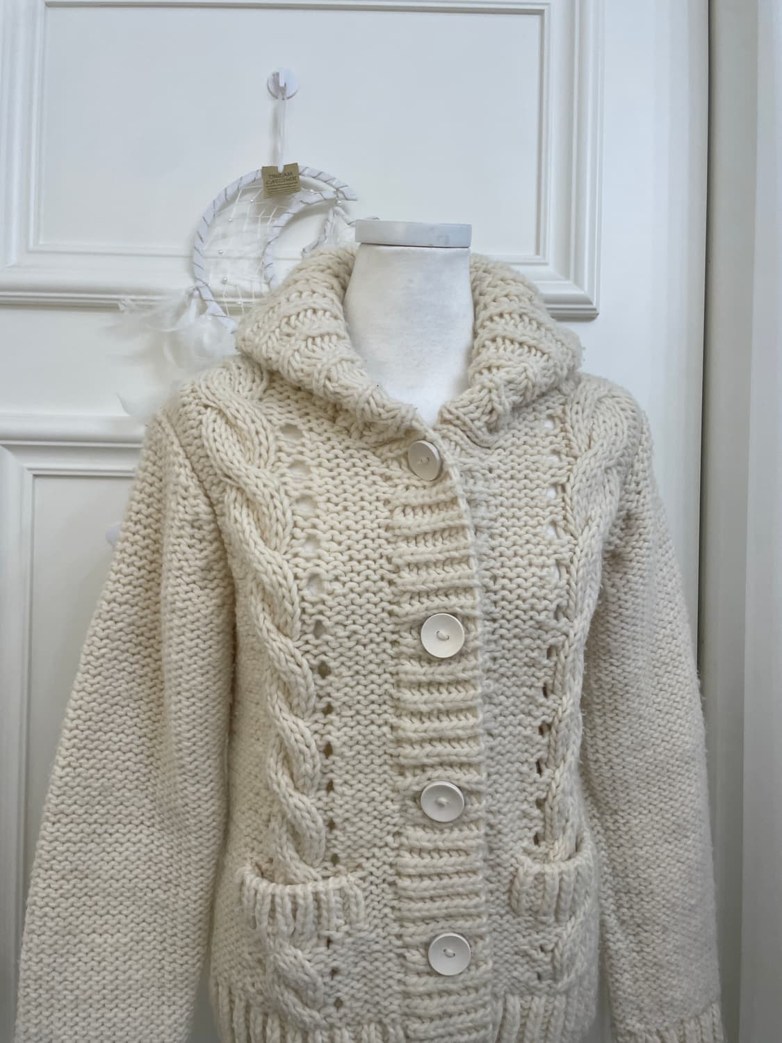 ivory twist pocket point winter cardigan 상품이미지5