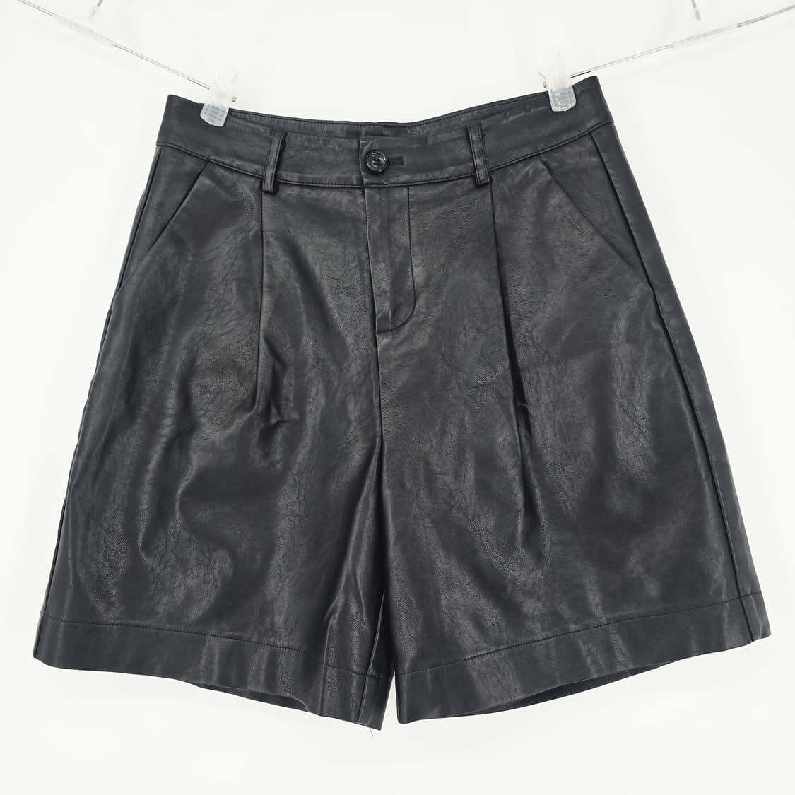 블랙 레더 반바지 숏팬츠 상품이미지1