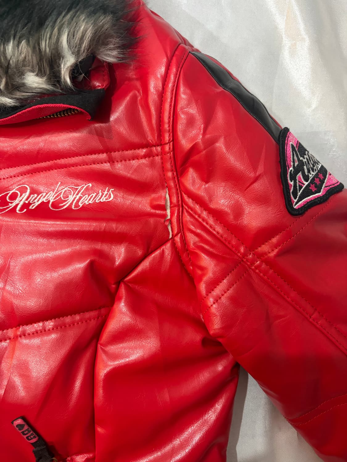 Y2K angel heart fake leather fur jacket 상품이미지10