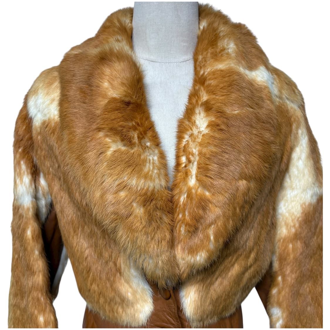 3688 브라운 크롭 가죽 퍼자켓 상품이미지2