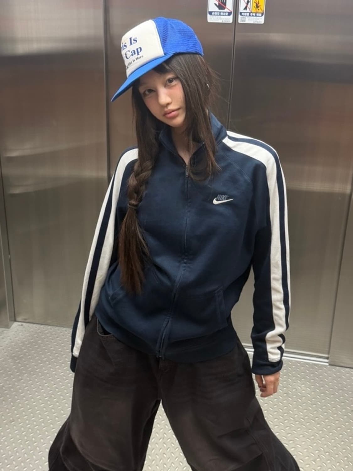 90s NIKE 올드스쿨 네이비 사이드라인 져지 트랙탑 상품이미지5