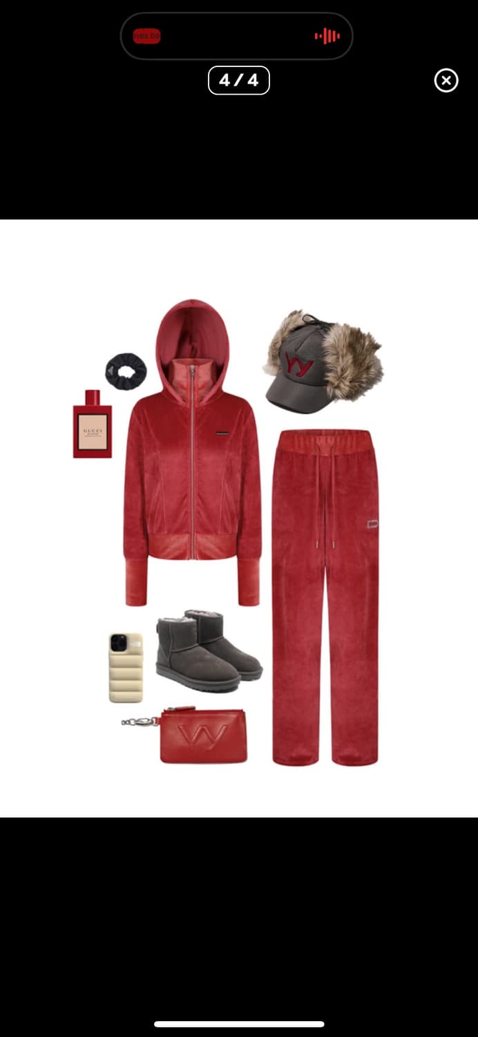 오도어 힐튼벨벳트레이닝셋업Hilton velvet red 상품이미지4