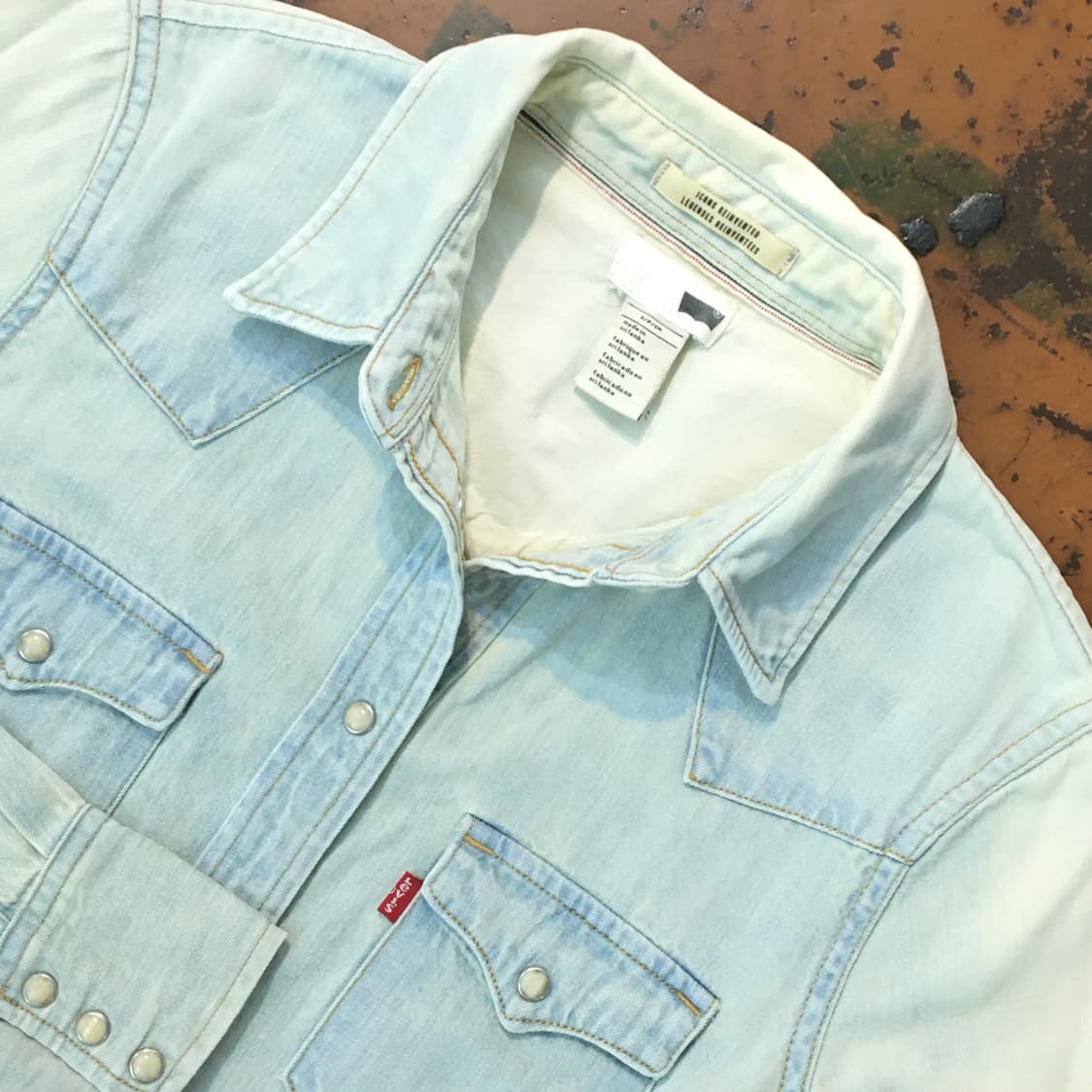 리바이스 그린 톤 연청 데님 웨스턴 셔츠 남성 97 여성 55 66 상품이미지3