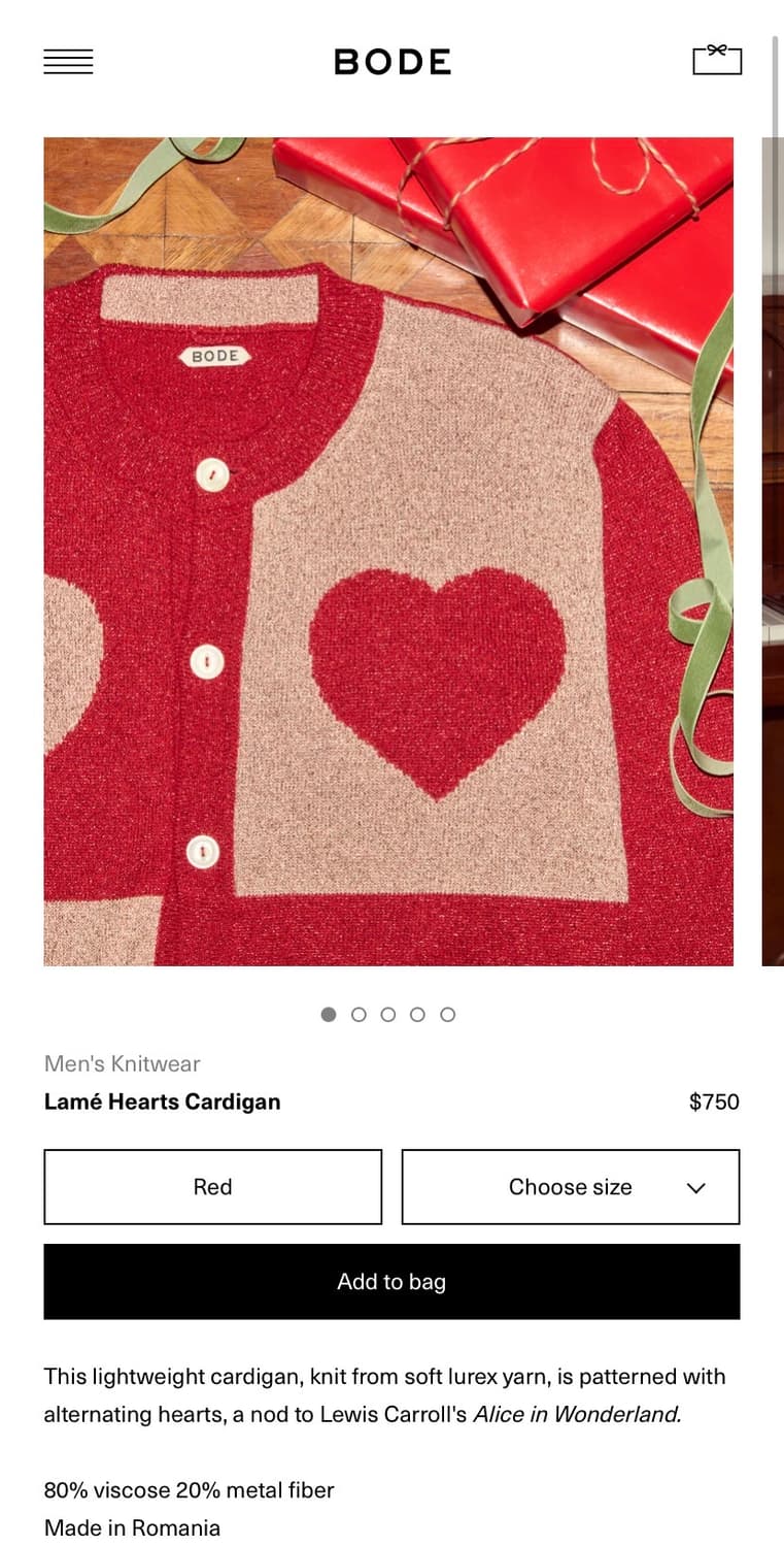 (L,XL) BODE 보디 Lame hearts 하트 가디건 상품이미지4