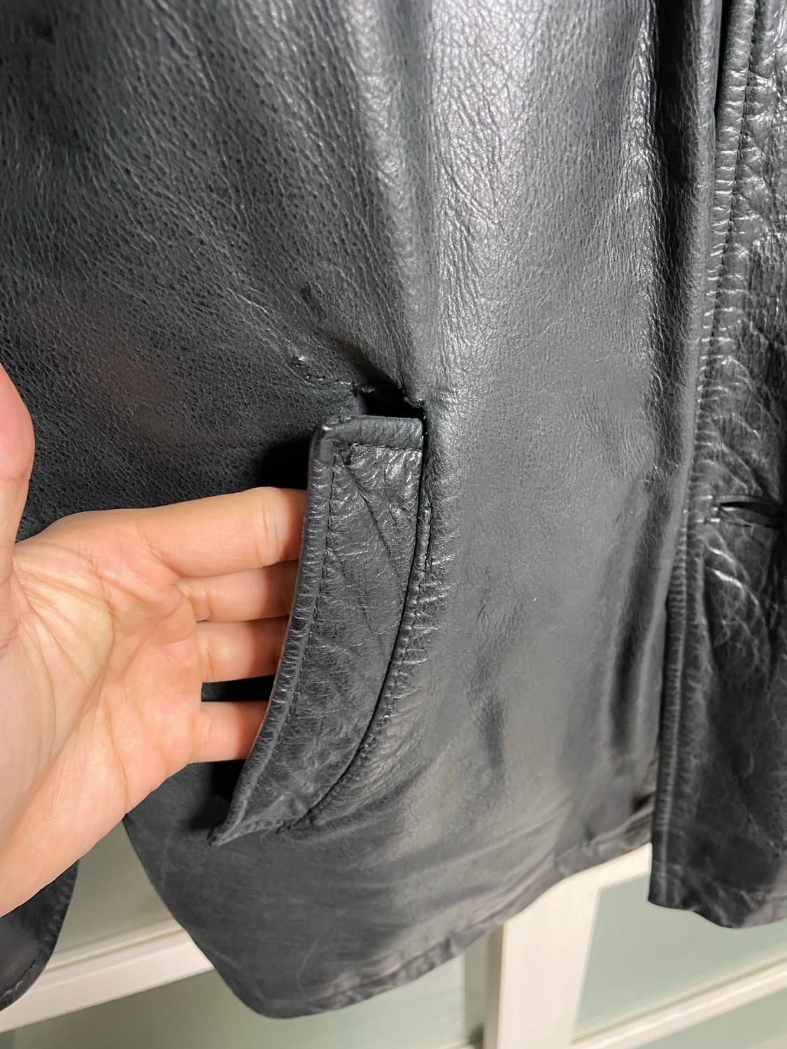 [XL] 올드갭 레더 카코트 블랙 상품이미지3