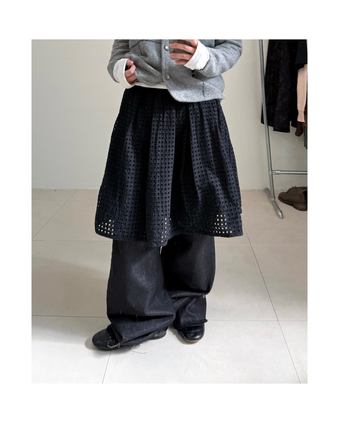 빈티지 펀칭 스커트 상품이미지1