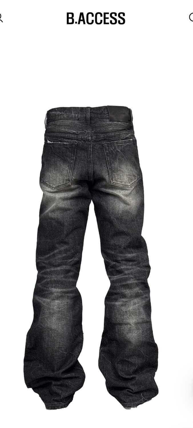Wave Distressed Straight Black Denim Pan 상품이미지3