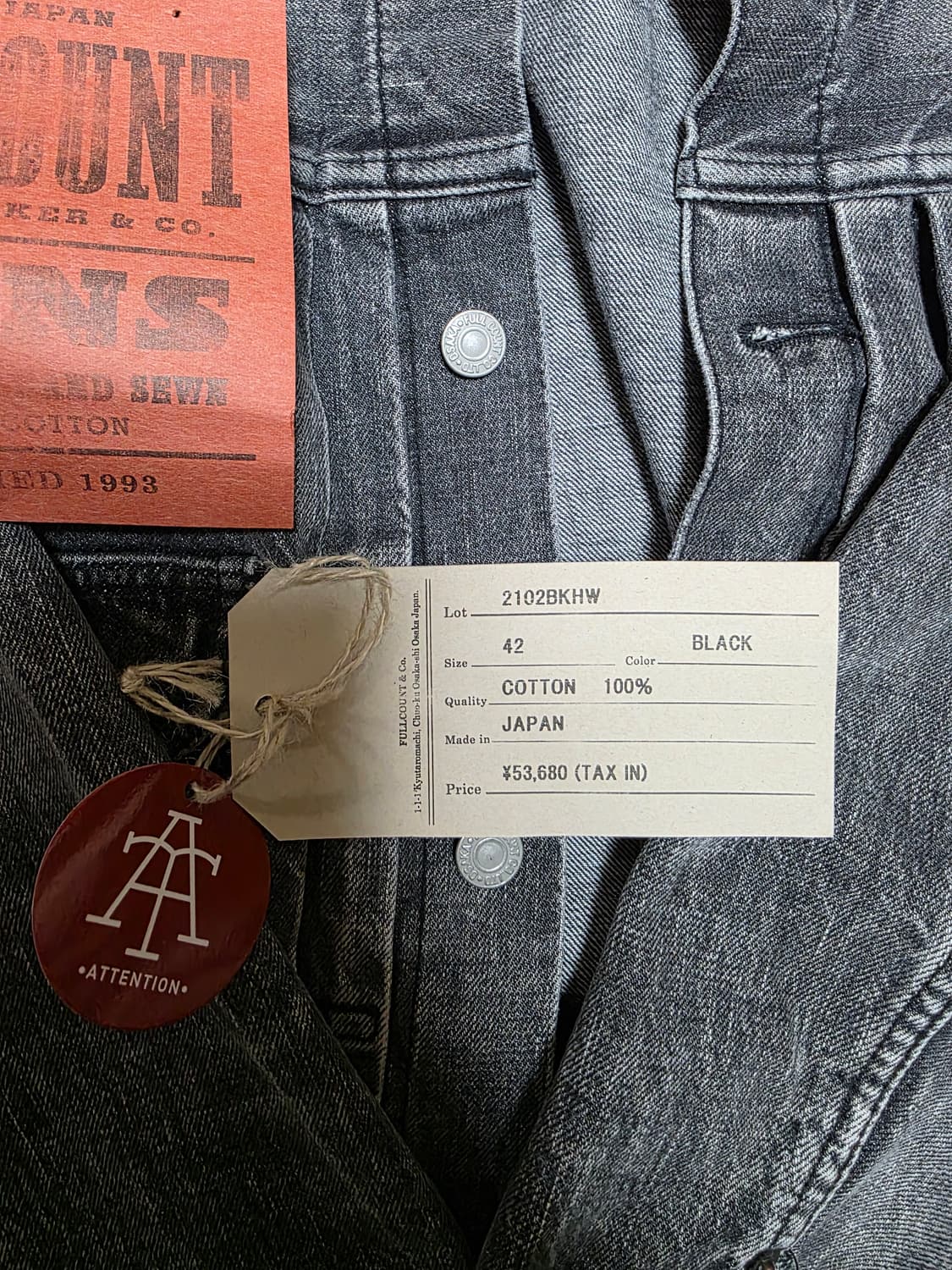 풀카운트 2102BKHW 2세대 다트포드 블랙 데님자켓 42사이즈 새제품 상품이미지3
